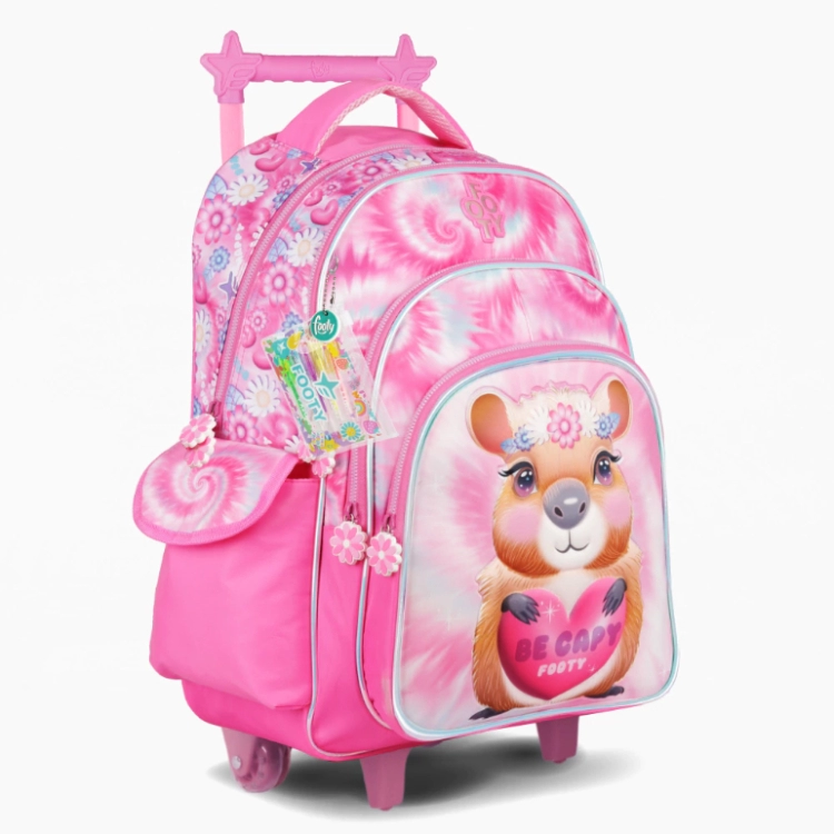Mochila Escolar Footy 2026 Capibara Rosa con Carro 18" Art.F26361